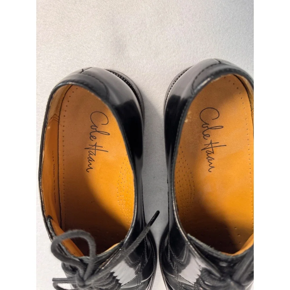 Cole Haan Mens Black Leather Split Toe Derby Dress Shoes C07603 Size 8.5 M